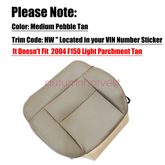 For 2005-2008 Ford F150 Driver & Passenger Bottom Leather Seat Cover Beige Tan