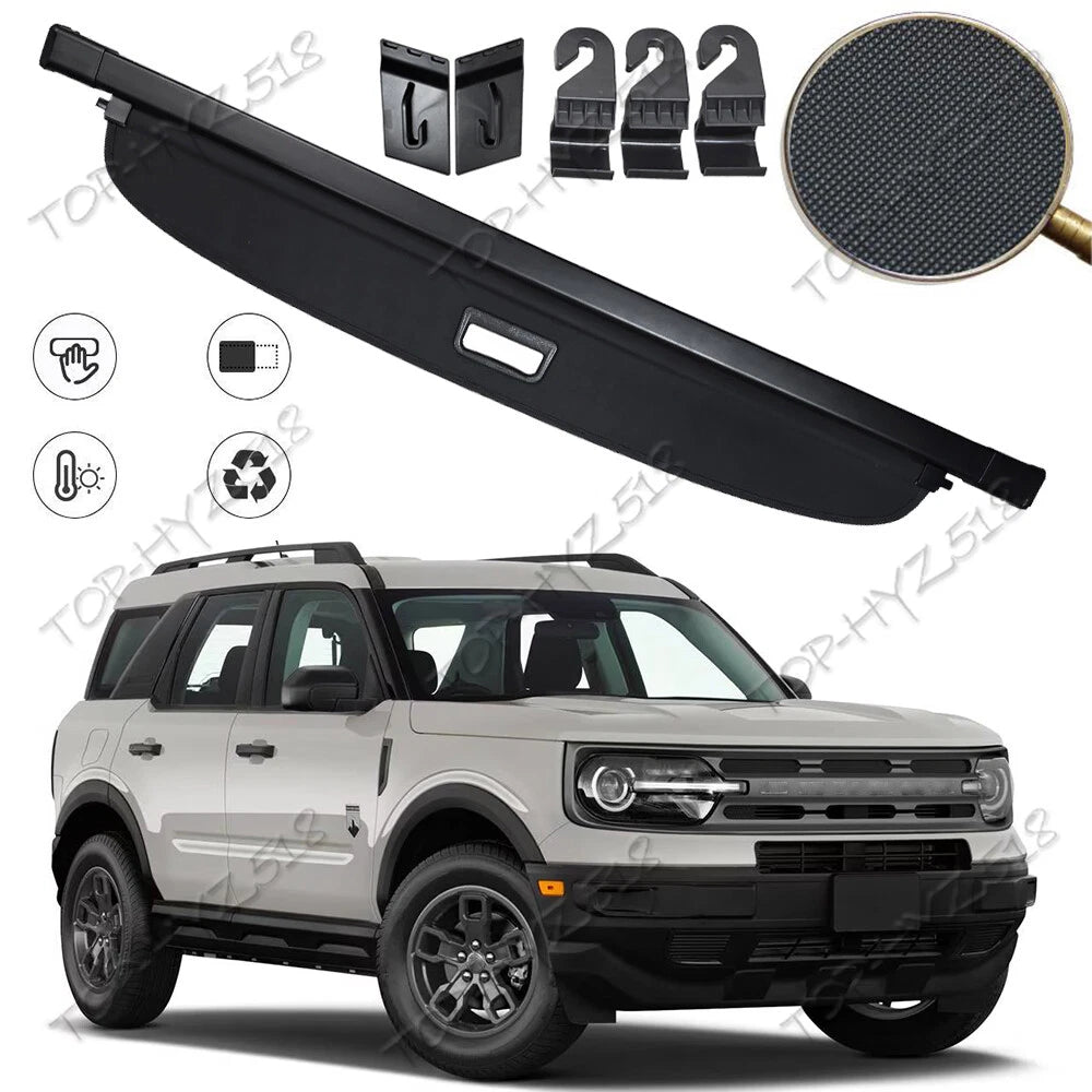 For 2021-2025 Bronco Sport Rear Trunk Cargo Cover Retractable Luggage Shade