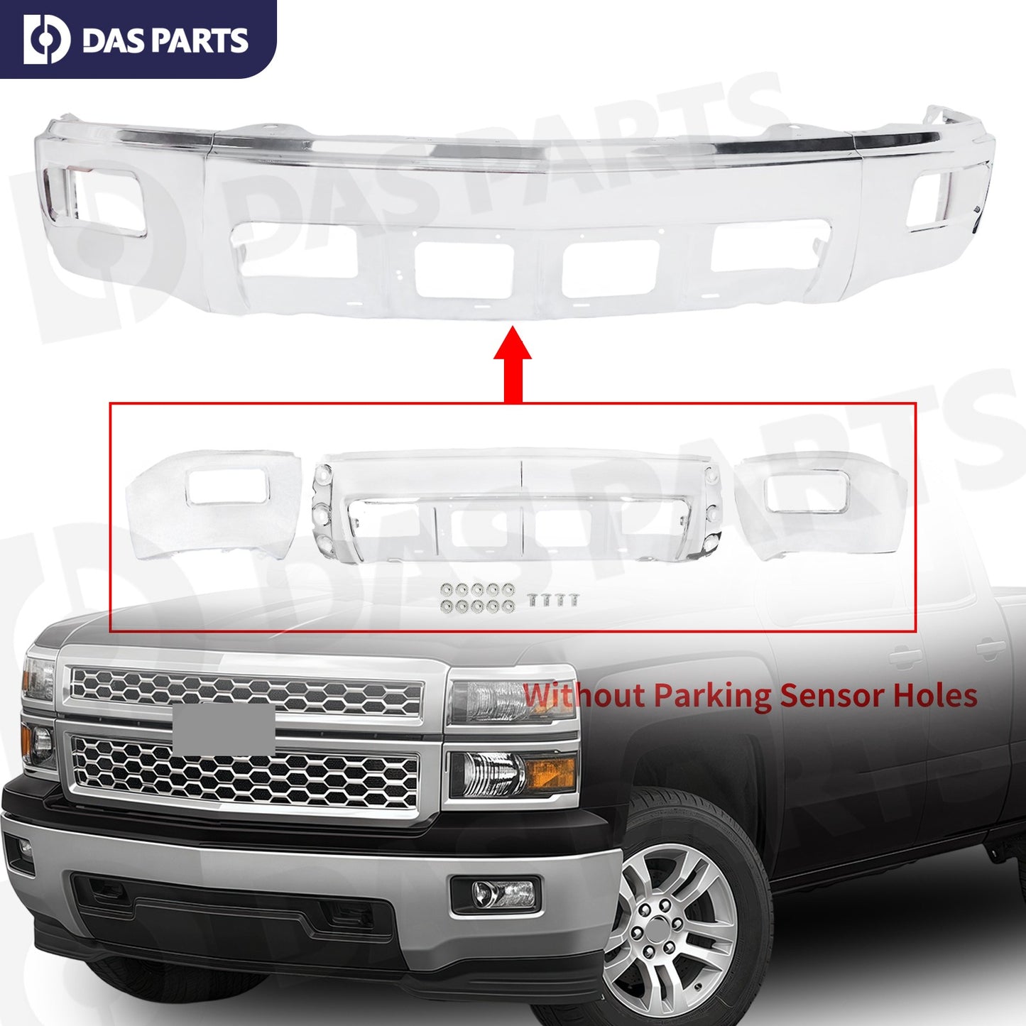 New Steel Front Bumper Face Bar For 2014-2015 Chevy Silverado 1500 With Fog Hole