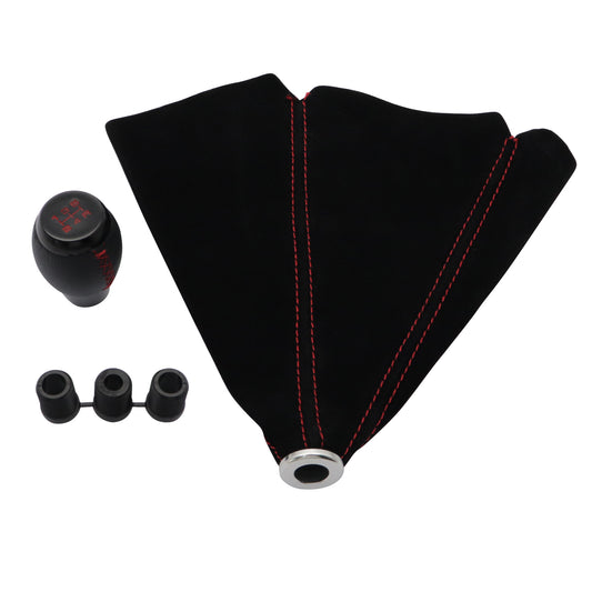 Fit For Honda Civic Si Coupe 5 Speed Leather Shift Knob+Suede Boot Red Stitch US