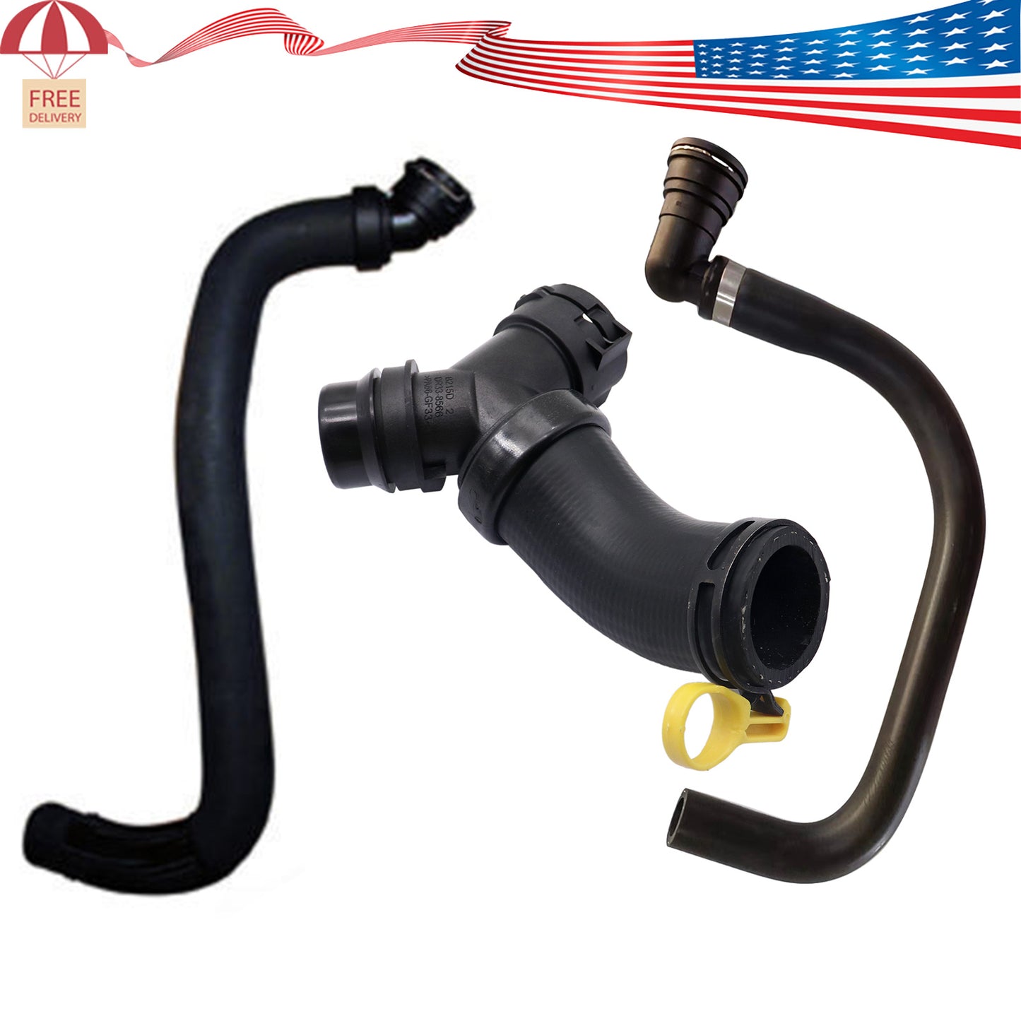 3 x Upper Radiator Hose Y-Connector Lower Degaus For 2011-2020 Ford F150 5.0L