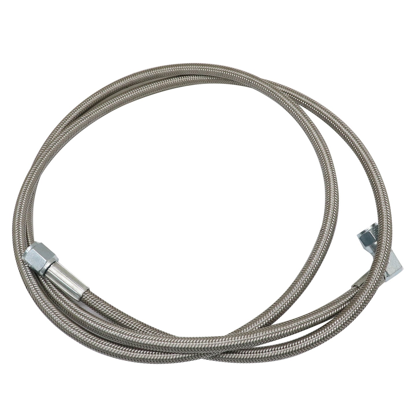 Steel Braided Turbo Oil Feed Line 60inch Length Hose -4AN 90 degree straight
