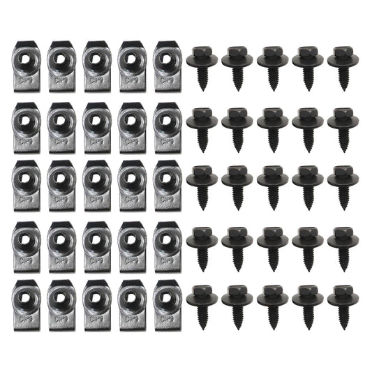 50Pcs Fender Bolts & U Nuts 5/16-18 x 7/8" x 3/4" Washer 1/2" Hex Head Kit Body