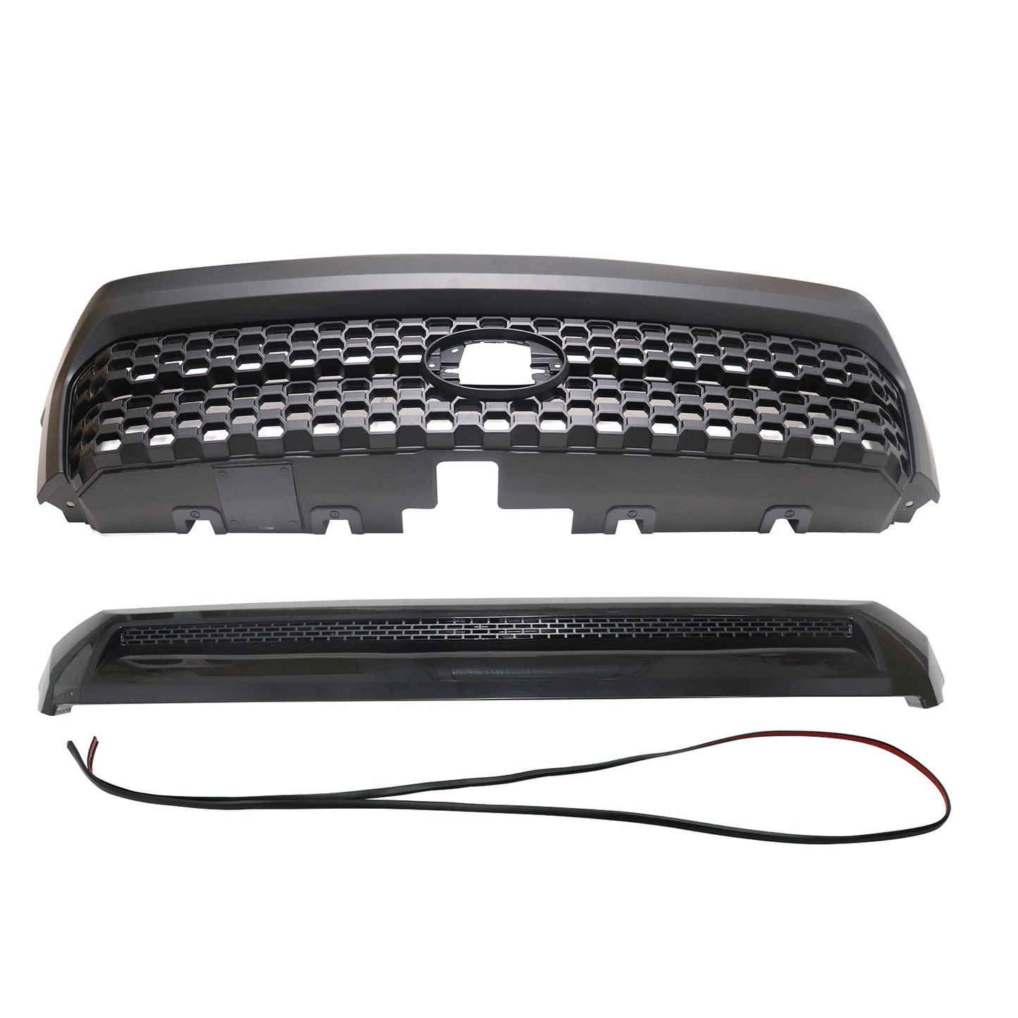 For 2014-2021 Toyota Tundra Gloss Black Front Grille & Hood Bulge Molding Grill