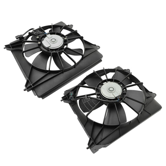 2Pcs Radiator Cooling Fan Set w/ Blade Motor & Shroud For Honda Accord 2013-2017