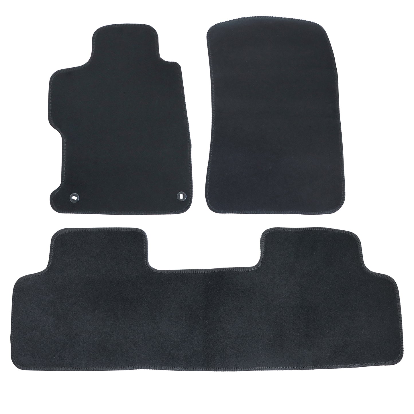 3PCS Fits 2012-2015 Honda Civic Front & Rear Floor Mats Carpet Black Velour
