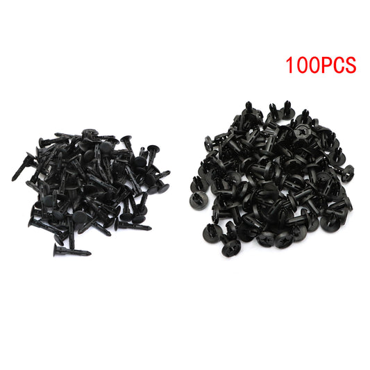 6mm Hole Dia Plastic Push in Clips Rivet Retainer Fastener Pin Auto 100 Piece of