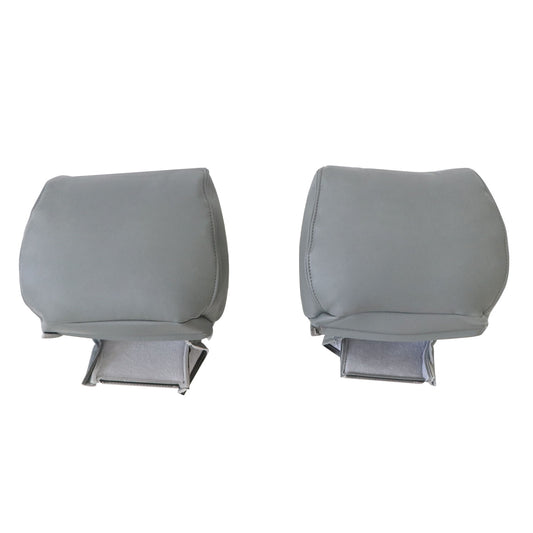 For 2009-2014 Ford F-150 Front Driver & Passenger Leather Headrest Cover Gray