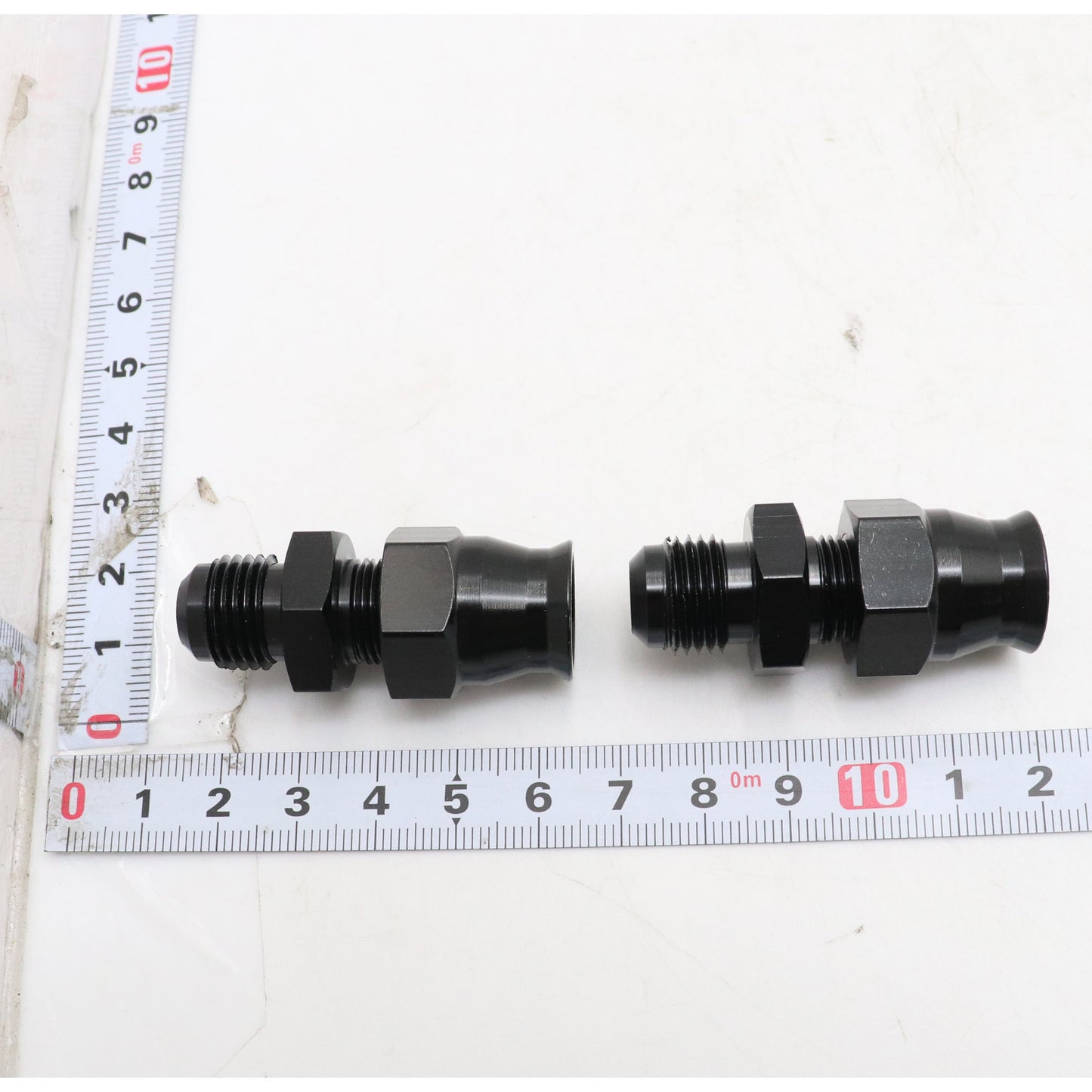 2 x 5/16 inch Tube To 6 AN Male Adapter Fitting With Brass Ferrule Hardline Black