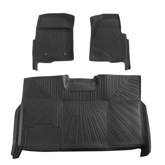 Floor Mats Liner Set For 2010-2014 Ford F-150 Super Crew Cab Front & Rear Black
