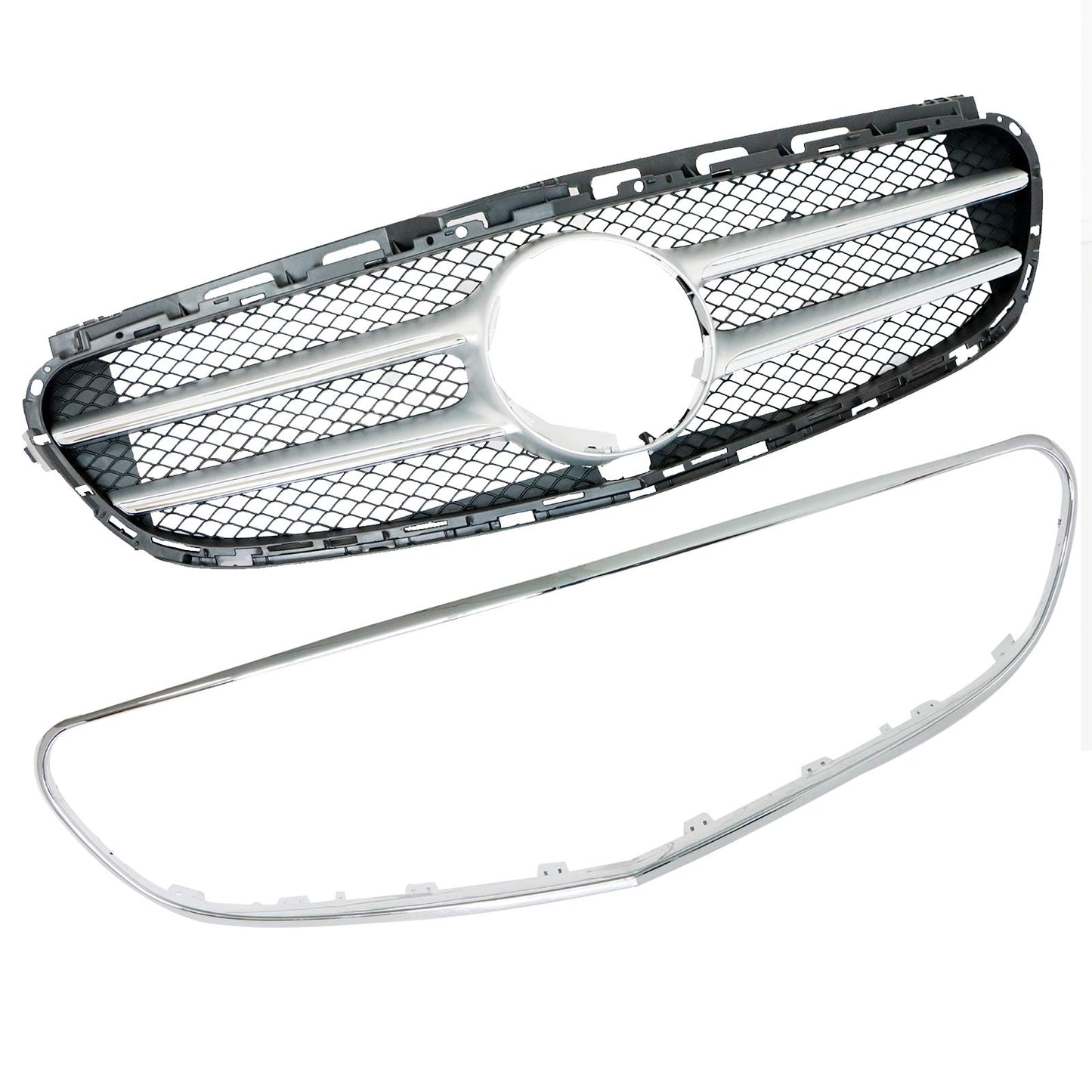 For 2014-16 MERCEDES W212 E550 E350 Front Grille Black+Chrome Edge 2128801022