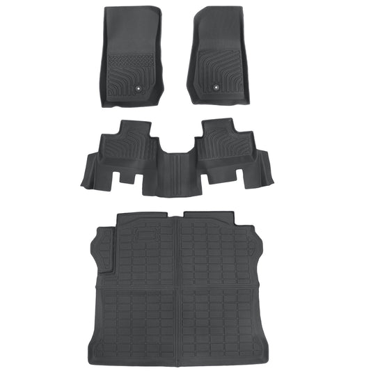Floor Mats & Trunk Cargo Liner For 2007-2013 Jeep Wrangler 4-Door TPE Waterproof