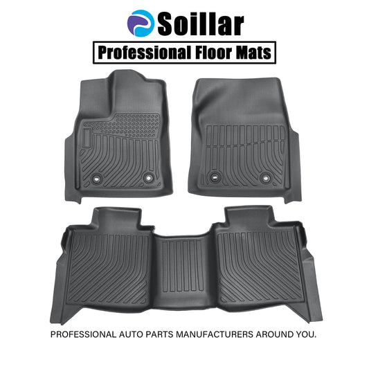 TPE Front & Rear Floor Mats Liner Black For 2022-2025 Toyota Tundra Crew Max Cab