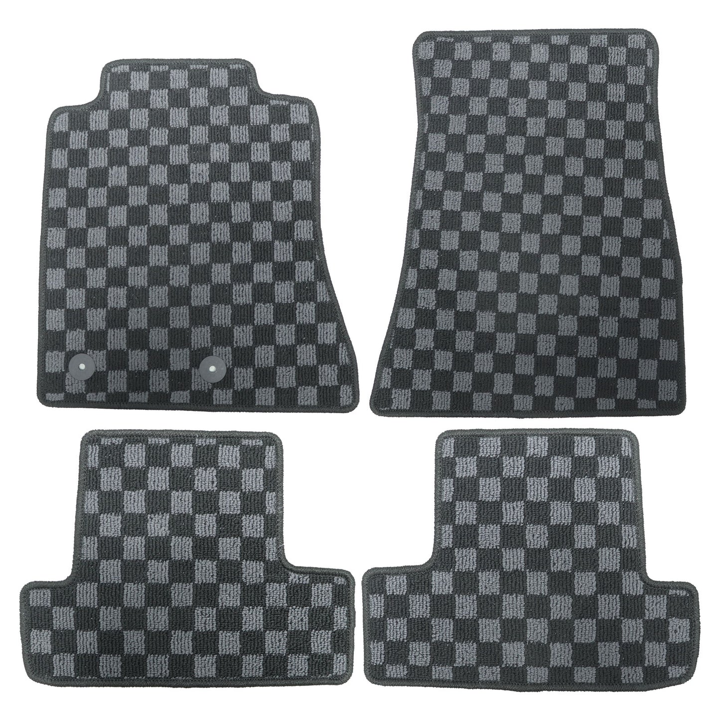 For Ford Mustang 2005-2014 Front & Rear Checkered Flag Carpet Floor Mats NEW