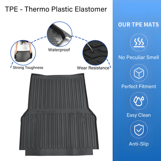 TPE 5Ft Trunk Bed Mat Liner Waterproof For 2005-2023 Toyota Tacoma Double Cab