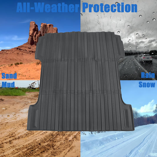 TPE Truck Bed Mat For 2007-2018 GMC Sierra/Chevy Silverado 1500 5.8FT Black