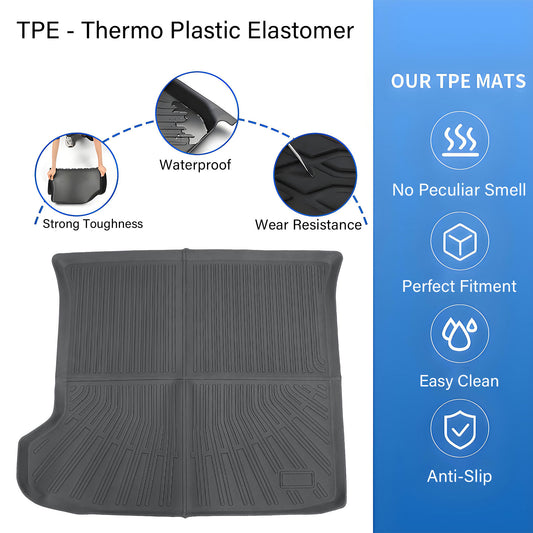 TPE Fits 2022 Kia EV6 Trunk Cargo Liners Full Cover All Weather 4-Door Black 3D