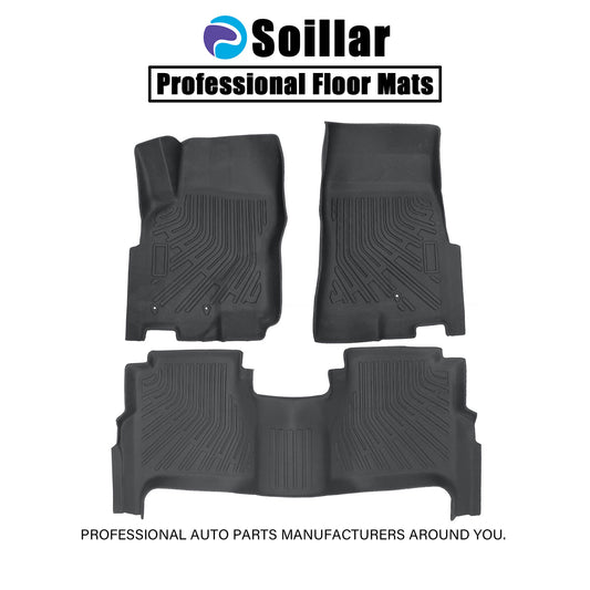 Floor Mats Liner For 2008-2021 Nissan Frontier Crew Cab 4-Door Front-Rear Black