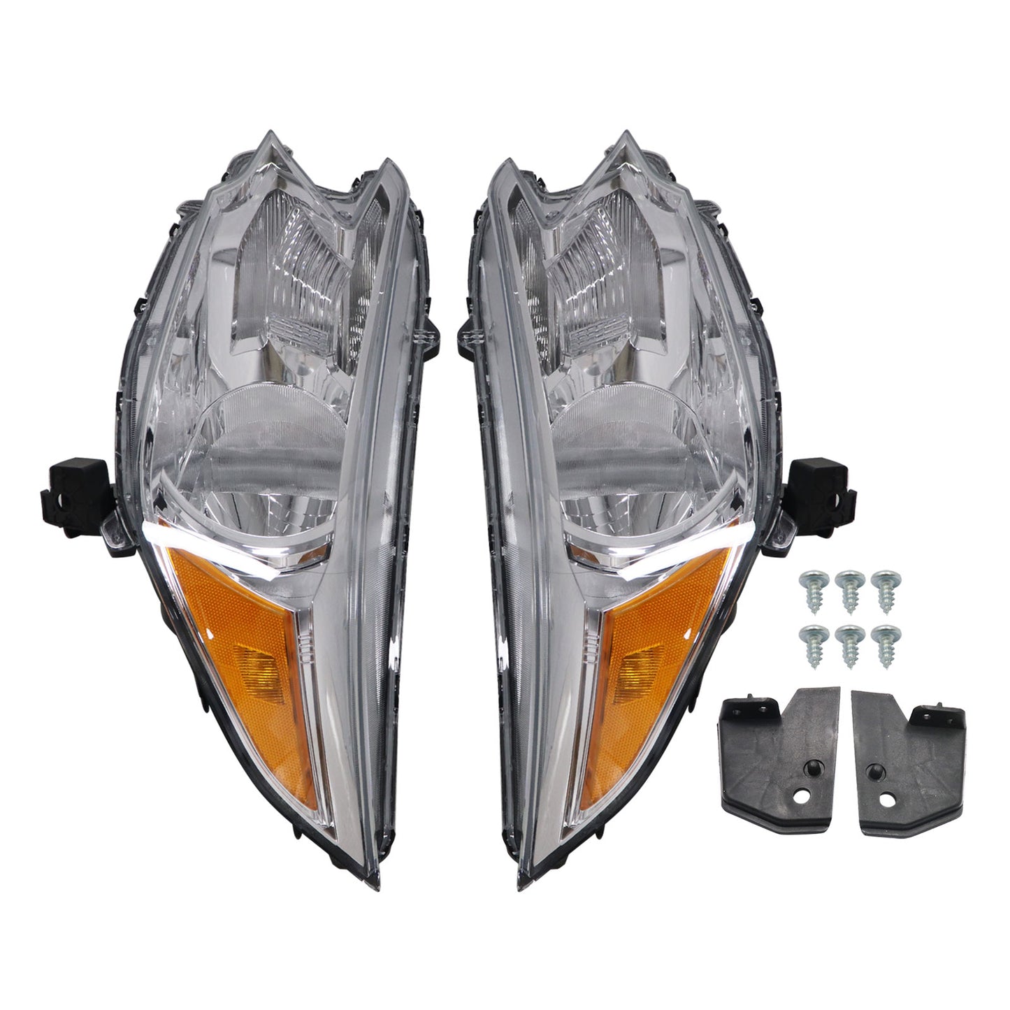Chrome Halogen Headlights Assembly Pair For 2012 2013 2014 CRV CR-V Headlamp