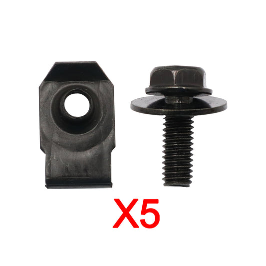 10x For Nissan Body Bolts & U-nut Clips M6 Engine Undertray Splash Shield Guard