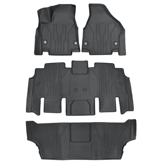 3 Rows TPE Floor Mats Liners Waterproof For 2017-2025 Chrysler Pacifica Black