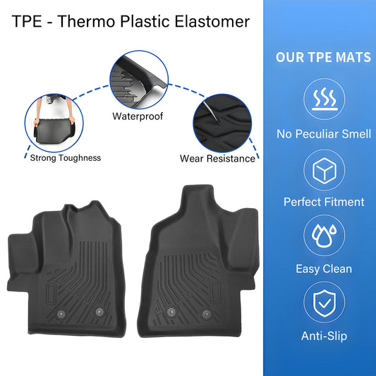 TPE All-Weather Floor Mats Liner Black For 2020-2026 Ford Transit 150/250/350 HD