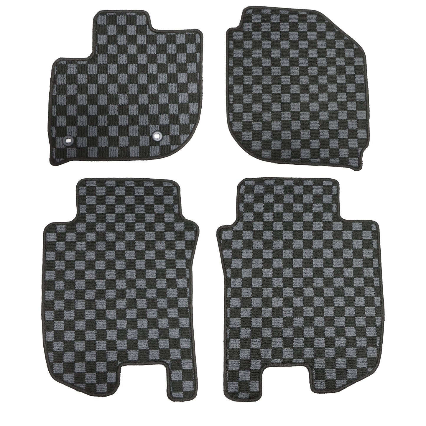 For 2015 2016 Honda Fit Front+Rear Checkered Flag Floor Mats Carpet Replacement