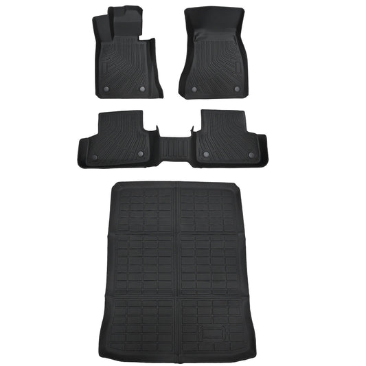 Fits 2017-2023 BMW 5 Series Sedan 4Door TPE Floor Mats & Trunk Cargo Liner Black