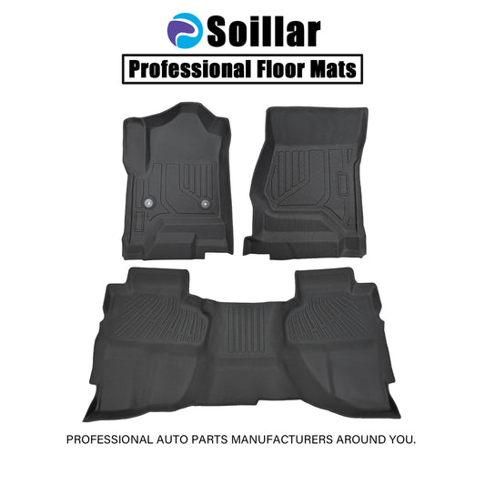 Floor Mats Liner For 2014-2018 Silverado/Sierra 1500 Double Cab TPE Waterproof