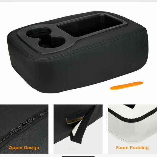 Leather Armrest Console Jump Seat Cover For 2007-2013 GMC Sierra Yukon Black