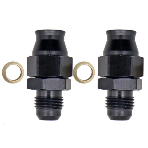 2 x 5/16 inch Tube To 6 AN Male Adapter Fitting With Brass Ferrule Hardline Black