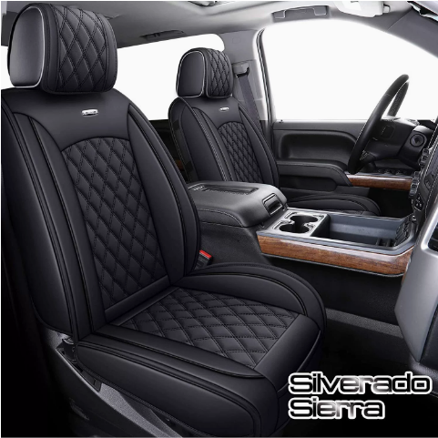 Full Set 5-Seat Cover Leather Pad Fits 2007-2021 Chevy Silverado 1500 GMC Sierra
