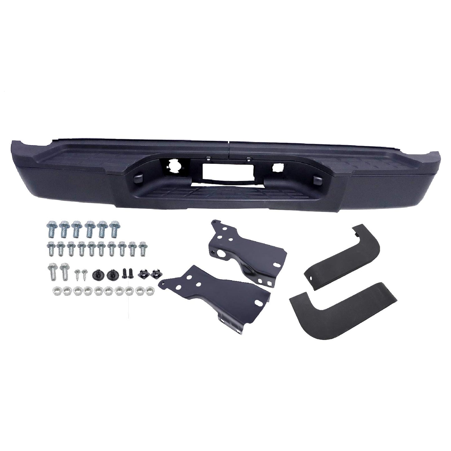 Rear Black Steel Step Bumper For 2011-2014 Chevy Silverado Sierra 2500 3500 HD