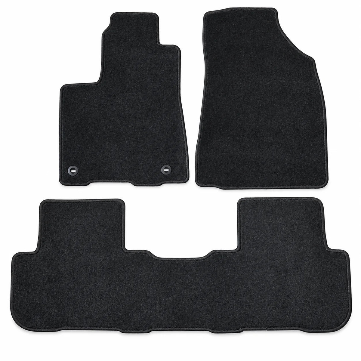 3PCS Black Front & Rear Velour Floor Mats Carpet For 2014-2019 Toyota Highlander