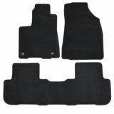 3PCS Black Front & Rear Velour Floor Mats Carpet For 2014-2019 Toyota Highlander