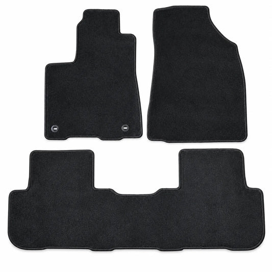 3PCS Black Front & Rear Velour Floor Mats Carpet For 2014-2019 Toyota Highlander
