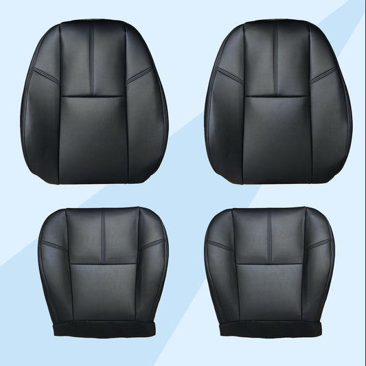 For 2007-2014 Chevy Silverado GMC Sierra Front Driver & Passenger Bottom & Top Leather Seat Cover Black