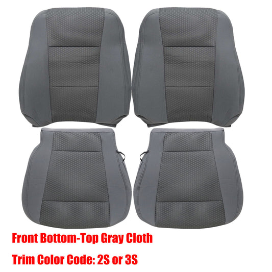 For 2017-2021 Ford F250 F350 F450 F550 Front Driver & Passenger Bottom & Top Cloth Seat Cover Gray
