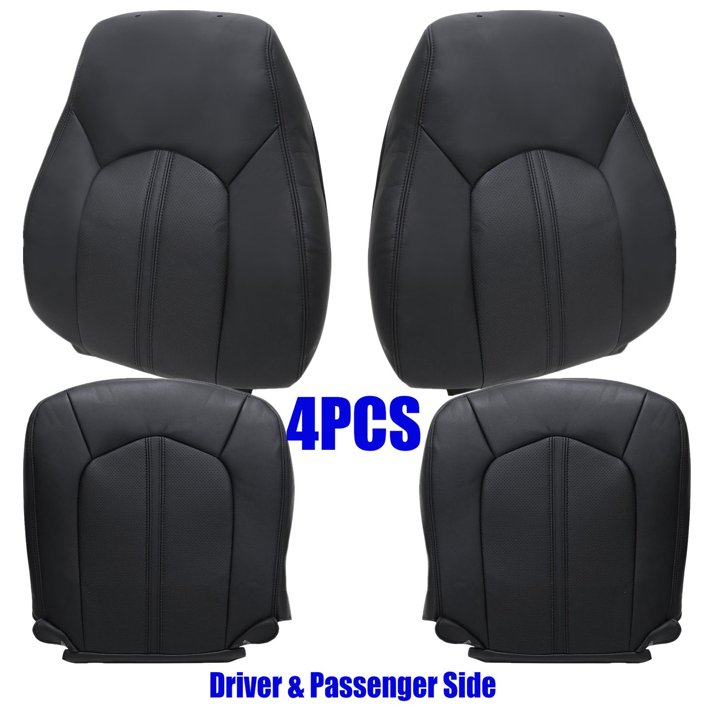 For 2008-2013 Cadillac CTS Front Driver & Passenger Bottom & Top Leather Seat Cover Black