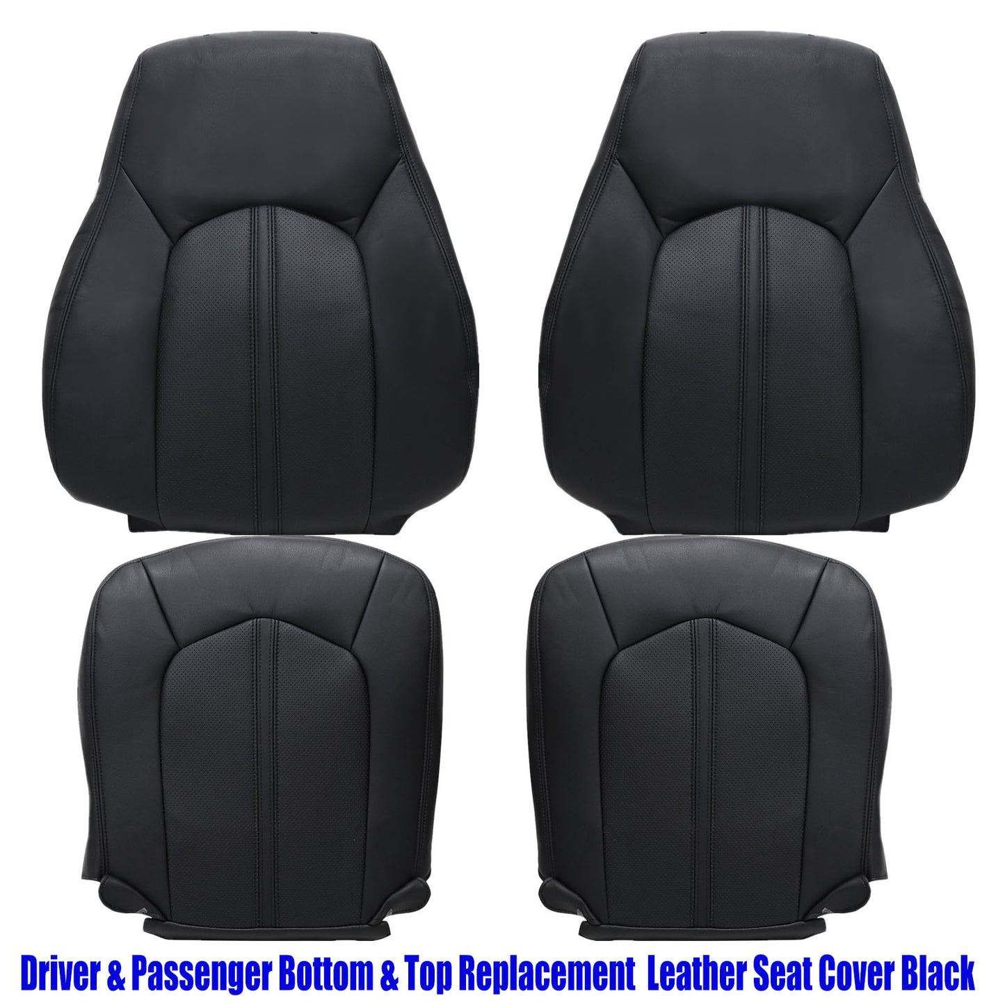 For 2008-2013 Cadillac CTS Front Driver & Passenger Bottom & Top Leather Seat Cover Black