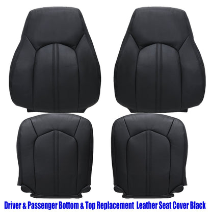 For 2008-2013 Cadillac CTS Front Driver & Passenger Bottom & Top Leather Seat Cover Black
