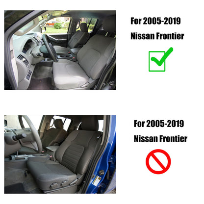 For 2005-2019 Nissan Frontier Front Driver & Passenger Bottom & Top Cloth Seat Cover Gray