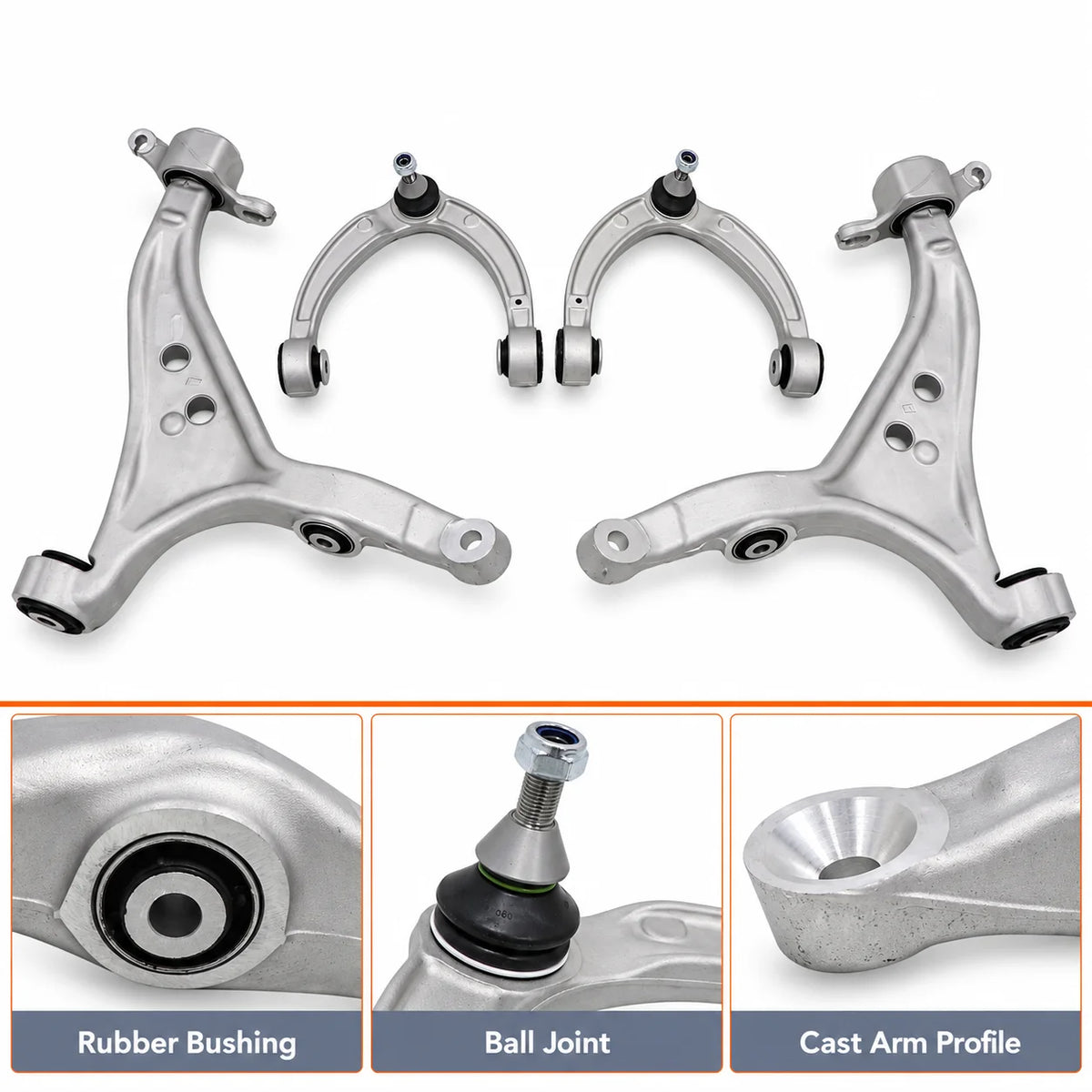 4x Front Lower & Upper Control Arm For 2013-2016 Mercedes-Benz GL350