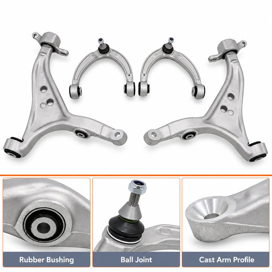 4x Front Lower & Upper Control Arm For 2013-2016 Mercedes-Benz GL350