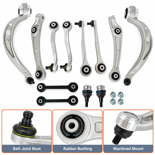 12pc Front Upper Control Arms Kit For 2012-18 Audi A6 A7 Quattro RS7 S6