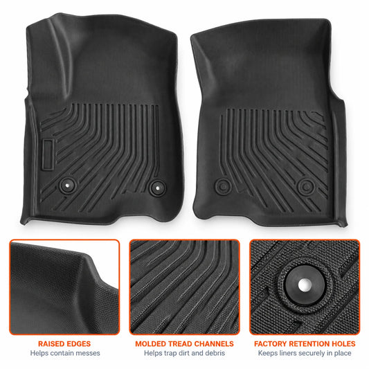 1st Row Floor Mats Liner TPE For 2019-2025 Chevy Silverado 1500/2500/3500 HD
