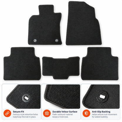 Front & Rear Floor Mats Carpet Velour Black For 2018-2024 Toyota Camry 4-Door