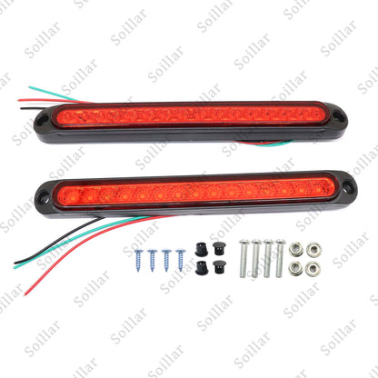 Red 2X 10" LED Truck Trailer Strip 3rd Brake Lights Rear Turn Tail Light Bar USA