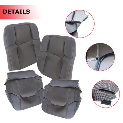 For 2005-2019 Nissan Frontier Front Driver & Passenger Bottom & Top Cloth Seat Cover Gray