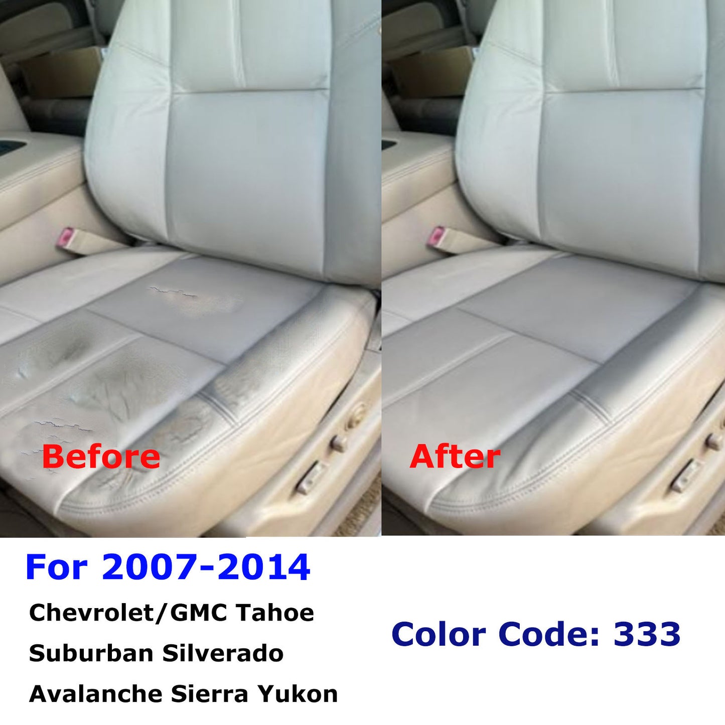 For 2007-2014 Chevy Silverado GMC Sierra Front Driver & Passenger Bottom & Top Leather Seat Cover Tan